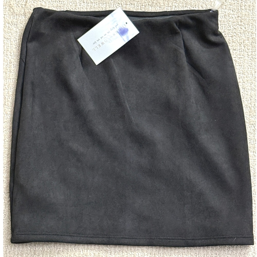 Newbury Kustom Suede‎ Panel Mini Skirt - Black Fitted Short Skirt Small